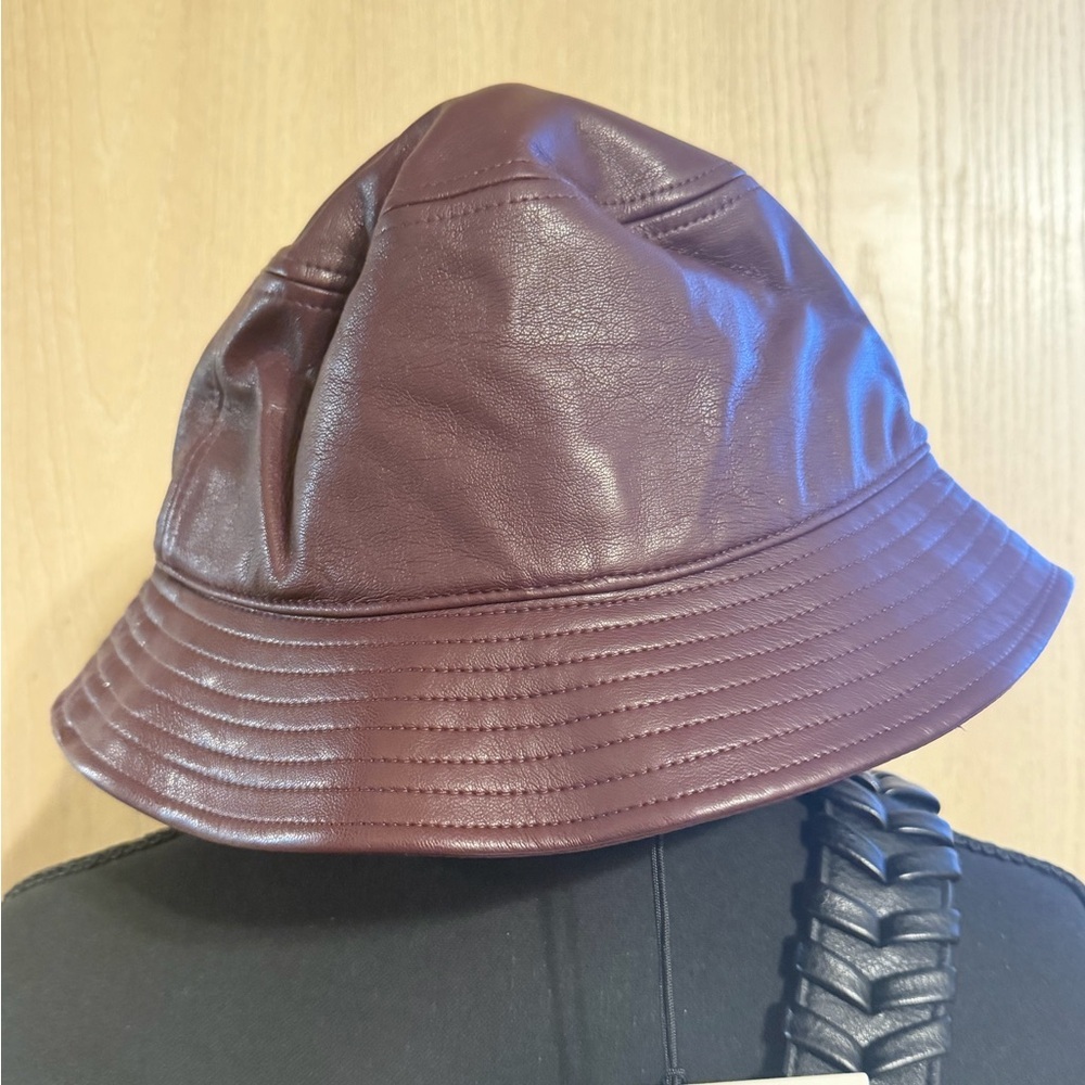 Stand Studio Burgundy Leather Bucket Hat